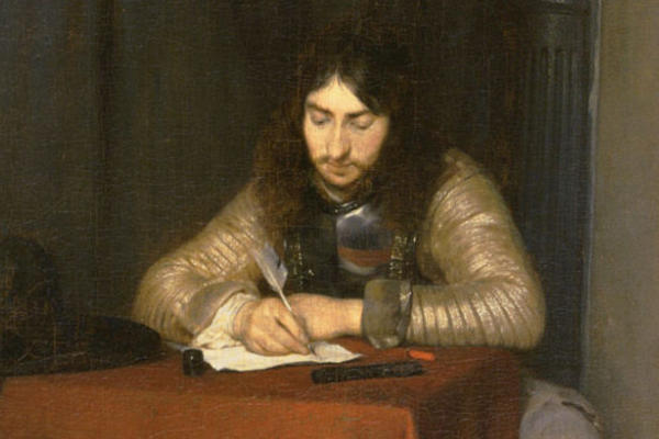 Detail of Gerard ter Borch, Officer Writing a Letter