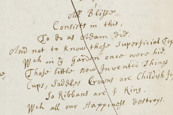 Deleted stanza of 'Blisse', Bodleian, MS Eng poet c 42, folio 13 verso